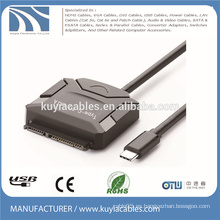 Cable de tipo C a SATA USB 3.1 Cable de adaptador de 15 + 7 pines para hdd 2.5 &#39;&#39; 3.5 &#39;&#39;